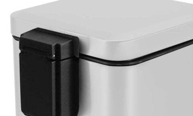 NNEAGS Foot Pedal Stainless Steel Rubbish Recycling Garbage Waste Trash Bin Square 12L White