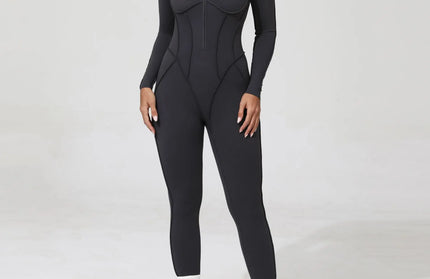 Seamless Yoga Jumpsuits Sports Fitness Zipper Hip-lifting Short-sleeved Backless Dance Workout Gym Shorts Bodysuits for Women