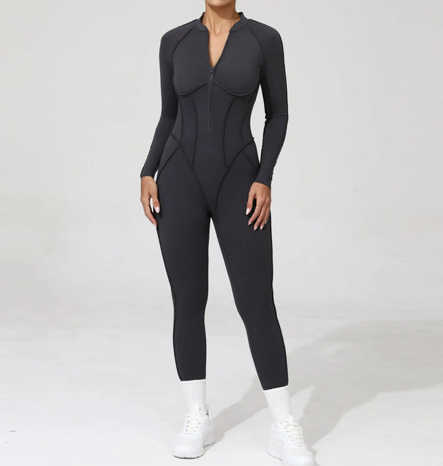 Seamless Yoga Jumpsuits Sports Fitness Zipper Hip-lifting Short-sleeved Backless Dance Workout Gym Shorts Bodysuits for Women