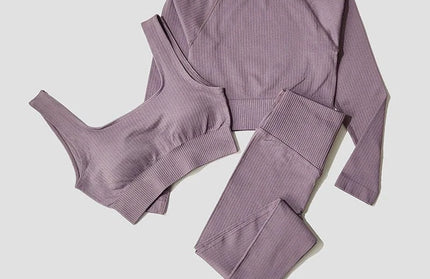 Yoga Set Seamless Women's Sportswear Workout Clothes Athletic Wear Gym Legging Fitness Bra Crop Top Long Sleeve Sports Suits