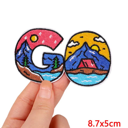 Outdoor Nature Camping Traveler Embroidered Patch Iron On Patches For Clothing Thermoadhesive Patches Hiking Patch For Backpack
