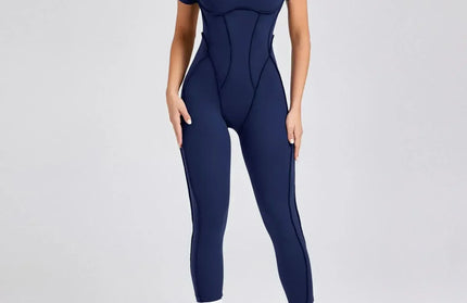 Seamless Yoga Jumpsuits Sports Fitness Splicing Hip-lifting One-Piece Hollow-out Beauty Back Gym Workout Bodysuits for Women