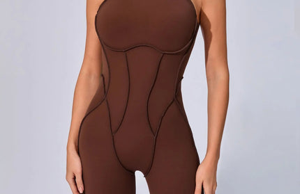 Seamless Yoga Jumpsuits Sports Fitness Splicing Hip-lifting One-Piece Hollow-out Beauty Back Gym Workout Bodysuits for Women