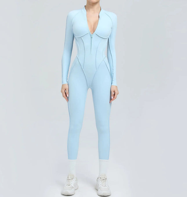 Seamless Yoga Jumpsuits Sports Fitness Zipper Hip-lifting Short-sleeved Backless Dance Workout Gym Shorts Bodysuits for Women