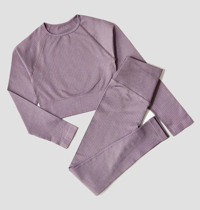 Yoga Set Seamless Women's Sportswear Workout Clothes Athletic Wear Gym Legging Fitness Bra Crop Top Long Sleeve Sports Suits