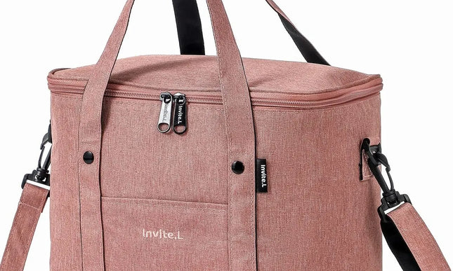 Reusable Insulated Lunch Bag with Shoulder Strap (Pink)