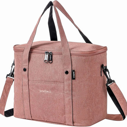 Reusable Insulated Lunch Bag with Shoulder Strap (Pink)
