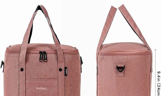 Reusable Insulated Lunch Bag with Shoulder Strap (Pink)