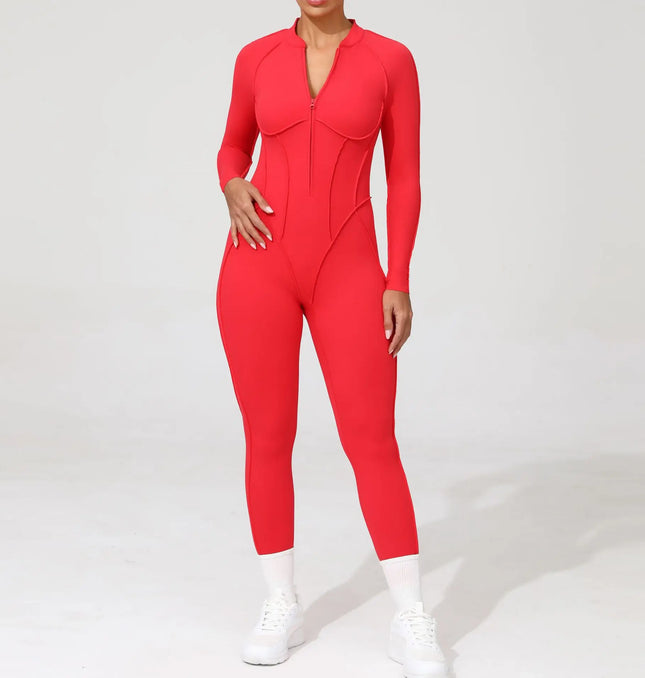 Women’s Zipper Gym Jumpsuit – Yoga & Fitness Bodysuit