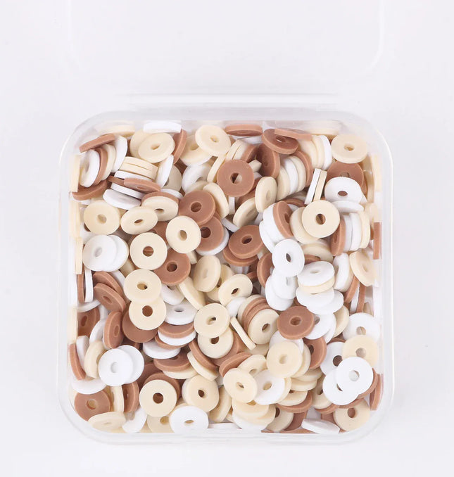 EcoWarra 500Pcs/Box 6mm Recyclable Polymer Clay Disc Loose Charms Beads Boho 34 Colors Wristband Handmade Spacer Beads For Jewelry Making