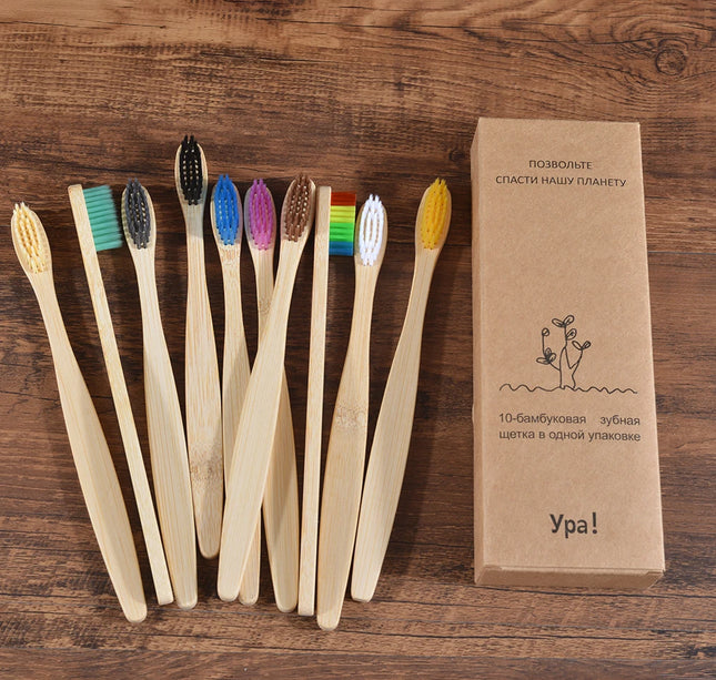 10Pcs Colorful Toothbrush Natural Bamboo Tooth Brush Sets Soft Bristle Charcoal Teeth Eco Bamboo Toothbrushes Dental Oral Care