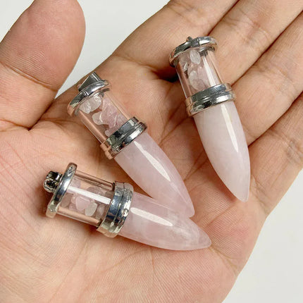 EcoWarra 1pc Bullet shape Stone Pendant for Men Reiki Women Making Necklace Accessory Natural Quartz Jades Pendant