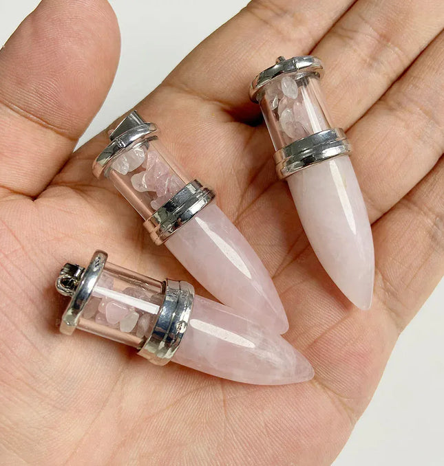 EcoWarra 1pc Bullet shape Stone Pendant for Men Reiki Women Making Necklace Accessory Natural Quartz Jades Pendant