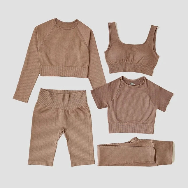 Yoga Set Seamless Women's Sportswear Workout Clothes Athletic Wear Gym Legging Fitness Bra Crop Top Long Sleeve Sports Suits