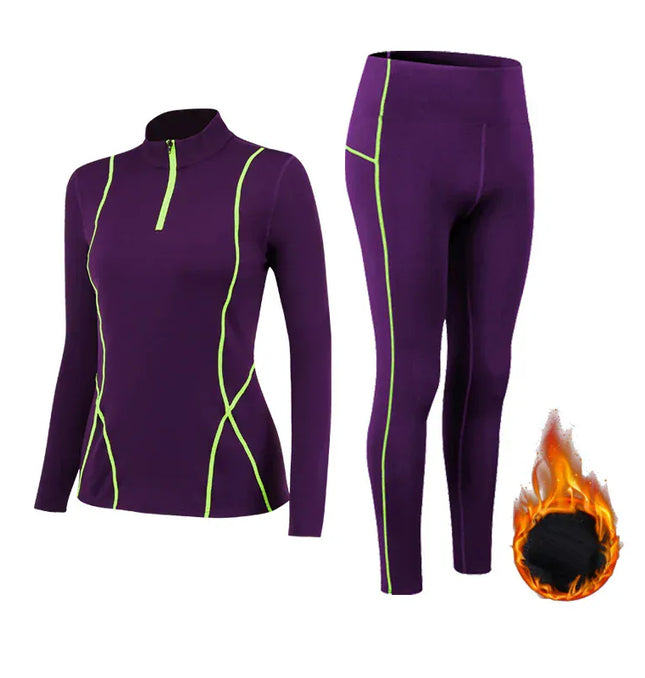 Winter Thermal Fleece Yoga Suit Stretch Running Set Woman Gym Workout Hot Shirt And Leggings Sportswear Fitness Sport Tracksuit