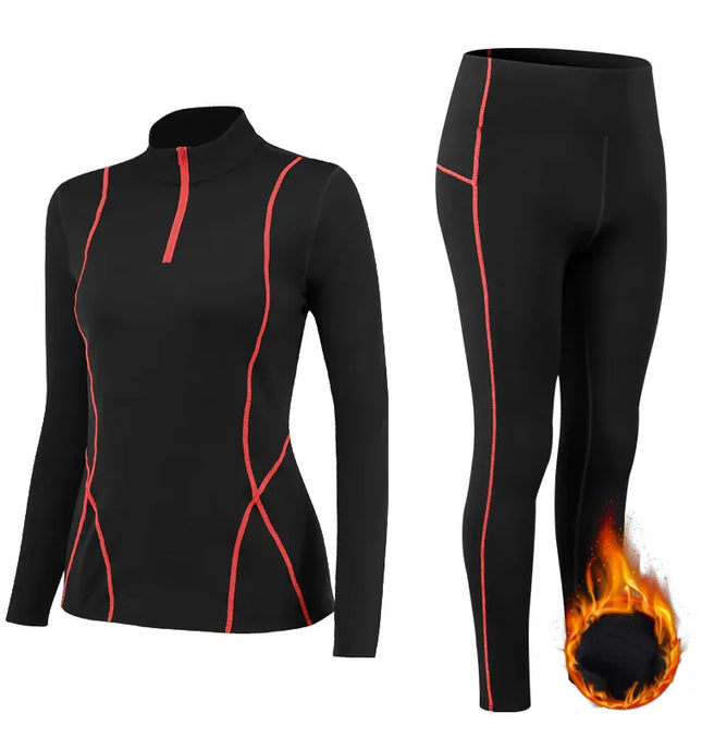 Winter Thermal Fleece Yoga Suit Stretch Running Set Woman Gym Workout Hot Shirt And Leggings Sportswear Fitness Sport Tracksuit