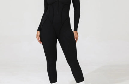 Women’s Zipper Gym Jumpsuit – Yoga & Fitness Bodysuit