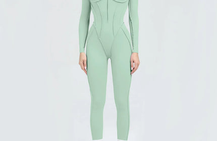 Women’s Zipper Gym Jumpsuit – Yoga & Fitness Bodysuit