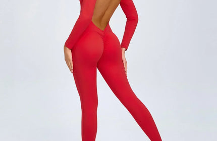 Seamless Yoga Zipper Jumpsuits Sports Fitness Beauty Back Hip-Lifting Long-Sleeved One-Piece Workout Gym Bodysuits for Women