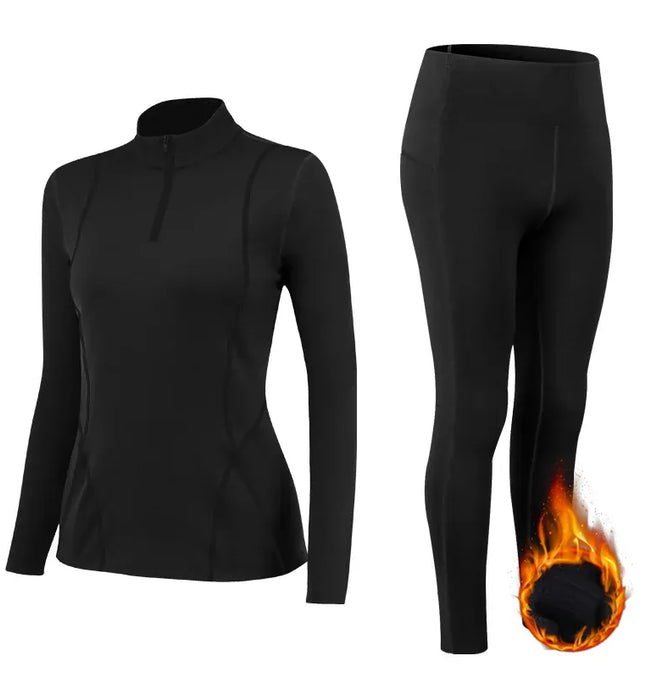 Winter Thermal Fleece Yoga Suit Stretch Running Set Woman Gym Workout Hot Shirt And Leggings Sportswear Fitness Sport Tracksuit