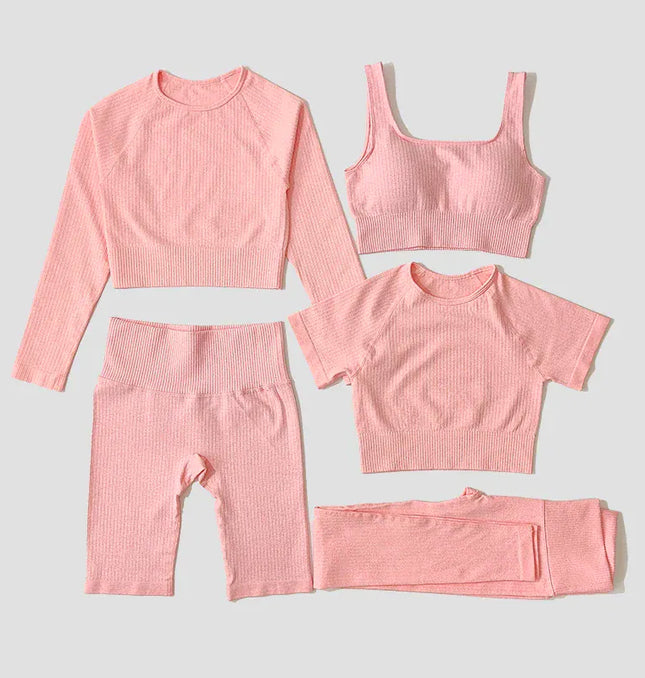 Yoga Set Seamless Women's Sportswear Workout Clothes Athletic Wear Gym Legging Fitness Bra Crop Top Long Sleeve Sports Suits
