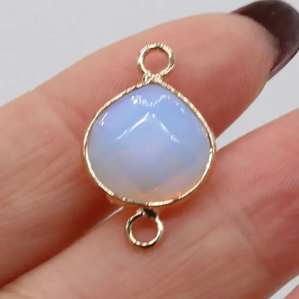 EcoWarra Opal-Golden / 23x14mm 2pcs Natural Stone Connectors Fat Water Drop Pendant Charms for DIY Women Men Necklace Bracelets Jewelry Making Accessories