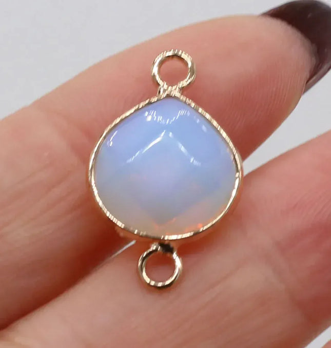 EcoWarra Opal-Golden / 23x14mm 2pcs Natural Stone Connectors Fat Water Drop Pendant Charms for DIY Women Men Necklace Bracelets Jewelry Making Accessories