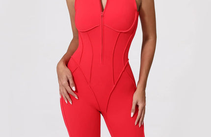 Women’s Zipper Gym Jumpsuit – Yoga & Fitness Bodysuit