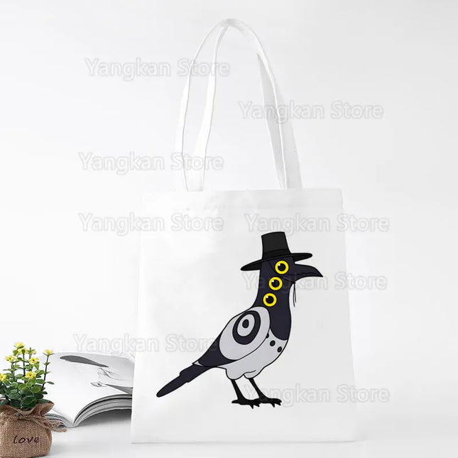 EcoWarra A141-17 Kpop Demon Hunter Canvas Bag Women Girls Simple Large Capacity Demon Hunters Handbag Shoulder Bag Tote Reusable Student Bookbag