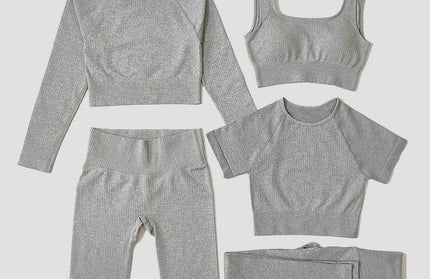 Yoga Set Seamless Women's Sportswear Workout Clothes Athletic Wear Gym Legging Fitness Bra Crop Top Long Sleeve Sports Suits