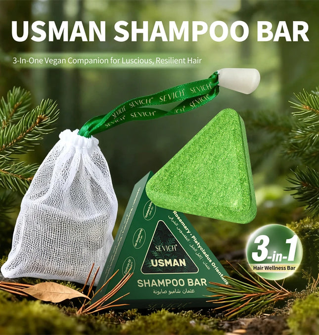 120g Usman Grass & Platycladus Shampoo Soap Strengthen Hair Root Growth Shampoo Bar Natural Herbal Hair loss treatment Hair Care