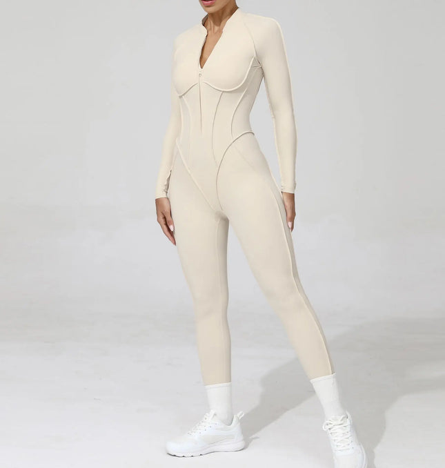 Seamless Yoga Jumpsuits Sports Fitness Zipper Hip-lifting Short-sleeved Backless Dance Workout Gym Shorts Bodysuits for Women