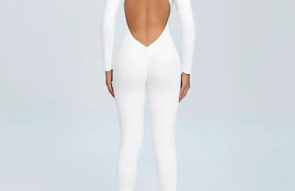 Seamless Yoga Zipper Jumpsuits Sports Fitness Beauty Back Hip-Lifting Long-Sleeved One-Piece Workout Gym Bodysuits for Women