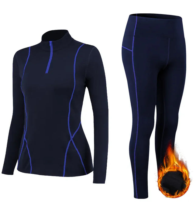 Winter Thermal Fleece Yoga Suit Stretch Running Set Woman Gym Workout Hot Shirt And Leggings Sportswear Fitness Sport Tracksuit