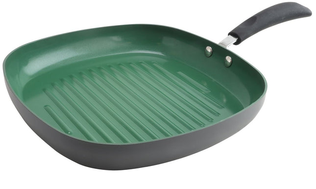 Eco-Friendly Home Hummington 11 inch Green Ceramic Non-Stick Grill Pan in Matte Grey-0