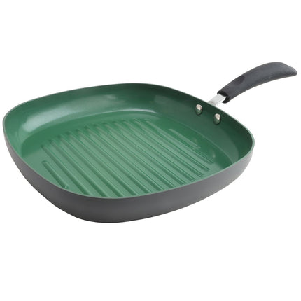 Eco-Friendly Home Hummington 11 inch Green Ceramic Non-Stick Grill Pan in Matte Grey-0
