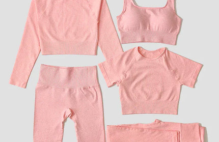 Yoga Set Seamless Women's Sportswear Workout Clothes Athletic Wear Gym Legging Fitness Bra Crop Top Long Sleeve Sports Suits