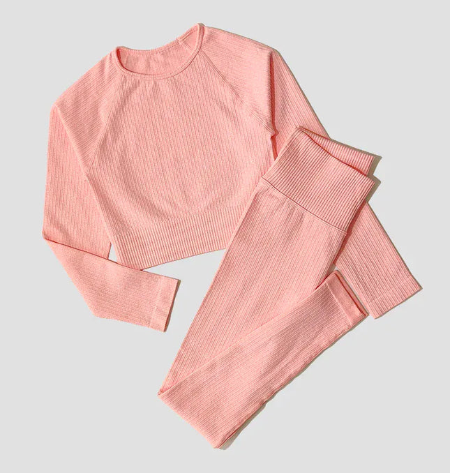 Yoga Set Seamless Women's Sportswear Workout Clothes Athletic Wear Gym Legging Fitness Bra Crop Top Long Sleeve Sports Suits