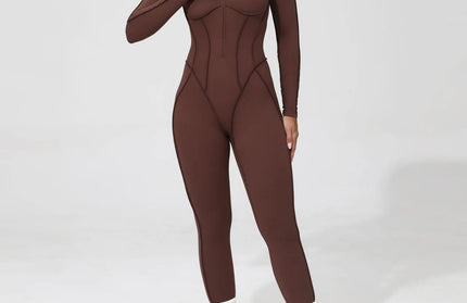 Seamless Yoga Jumpsuits Sports Fitness Zipper Hip-lifting Short-sleeved Backless Dance Workout Gym Shorts Bodysuits for Women