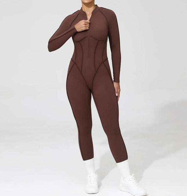 Women’s Zipper Gym Jumpsuit – Yoga & Fitness Bodysuit