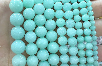 EcoWarra Natural Stone Green Amazon Crystal Chalcedony Jades Beads For Jewelry Making DIY woman Earrings Accessories 4/6/8/10/12/14MM