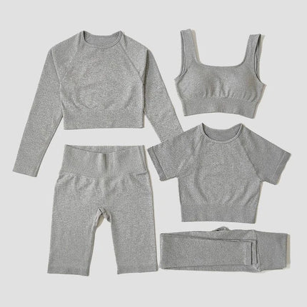 Yoga Set Seamless Women's Sportswear Workout Clothes Athletic Wear Gym Legging Fitness Bra Crop Top Long Sleeve Sports Suits