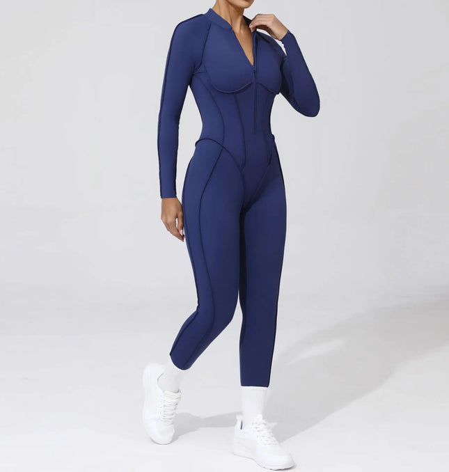 Seamless Yoga Jumpsuits Sports Fitness Zipper Hip-lifting Short-sleeved Backless Dance Workout Gym Shorts Bodysuits for Women