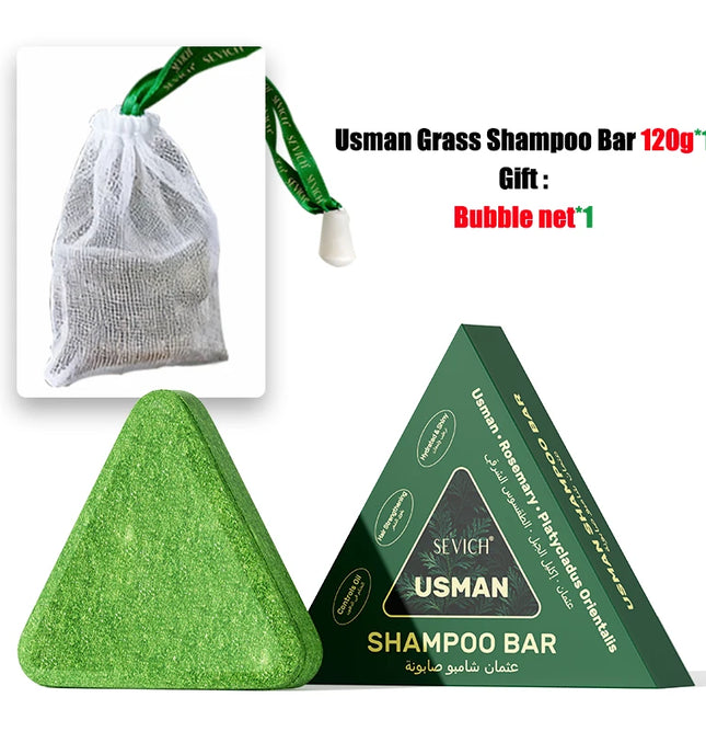 120g Usman Grass & Platycladus Shampoo Soap Strengthen Hair Root Growth Shampoo Bar Natural Herbal Hair loss treatment Hair Care