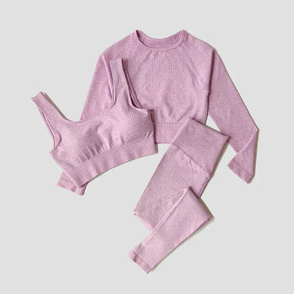 Yoga Set Seamless Women's Sportswear Workout Clothes Athletic Wear Gym Legging Fitness Bra Crop Top Long Sleeve Sports Suits