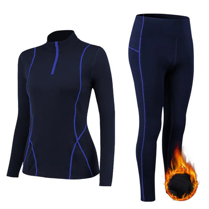 Winter Thermal Fleece Yoga Suit Stretch Running Set Woman Gym Workout Hot Shirt And Leggings Sportswear Fitness Sport Tracksuit
