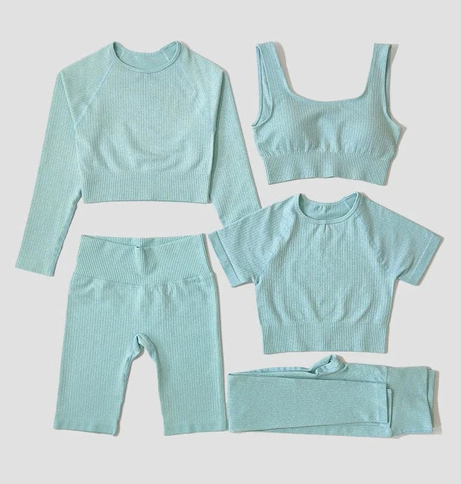 Yoga Set Seamless Women's Sportswear Workout Clothes Athletic Wear Gym Legging Fitness Bra Crop Top Long Sleeve Sports Suits