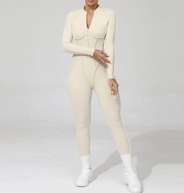 Women’s Zipper Gym Jumpsuit – Yoga & Fitness Bodysuit