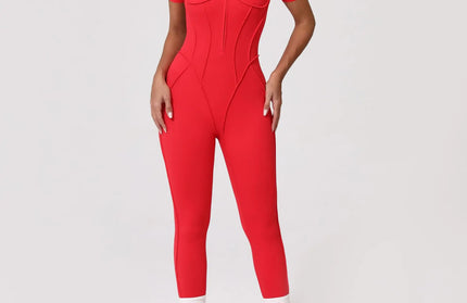 Seamless Yoga Jumpsuits Sports Fitness Zipper Hip-lifting Short-sleeved Backless Dance Workout Gym Shorts Bodysuits for Women