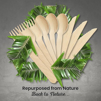 92 Disposable Leaf/Bamboo Plates and Cutlery Pack for a 10 Guest Eco Party